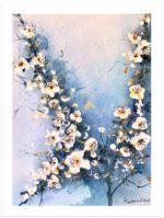 Tablou Eleganta Florala Flori albe vazut integral, cu margine alba
