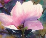 Detaliu din tabloul Magnolii, o floare de magnolie deschisa