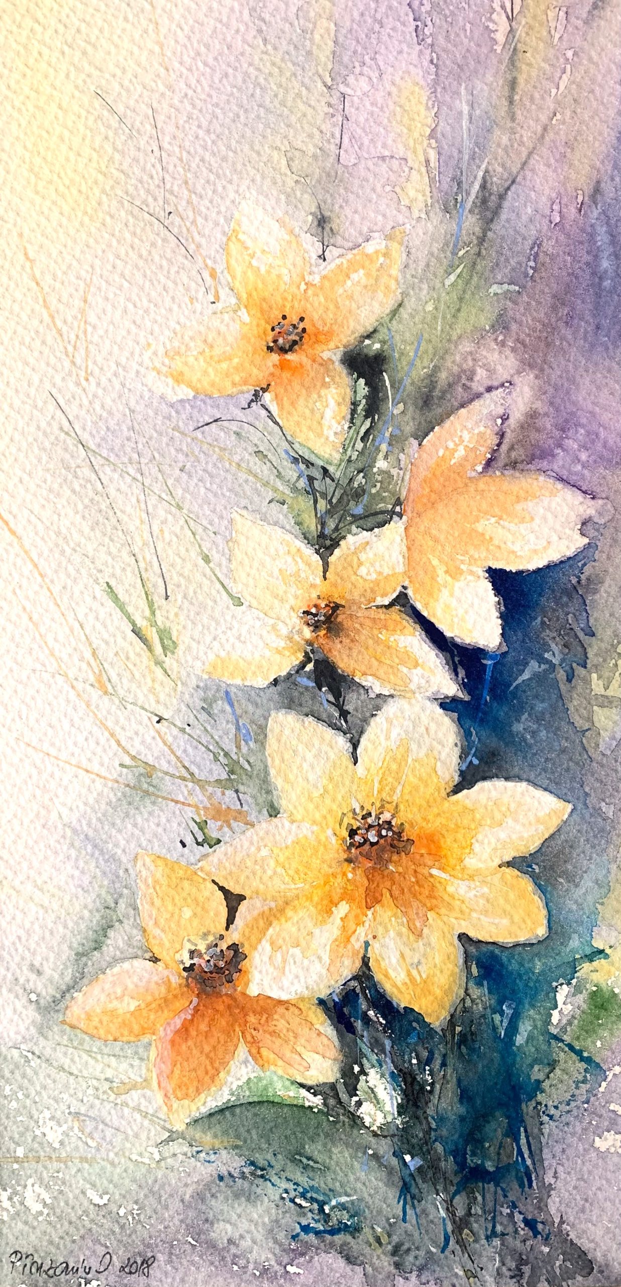 Tablou Natura moarta flori galbene