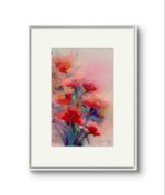 Tablou Reddish poppies vazut din fata, cu paspartu alb