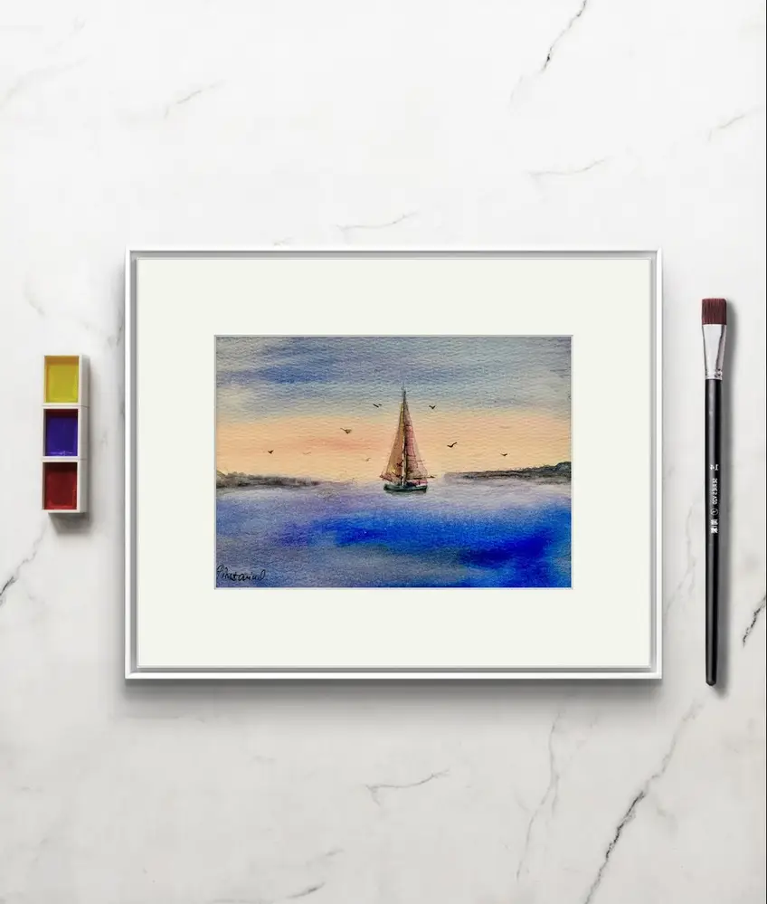 Tablou Barca Solitara in Amurg