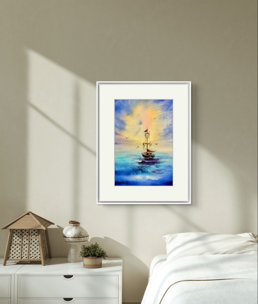 Tablou Barca singuratica pe mare - Pictura Hobby