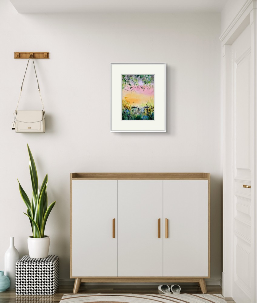 Tablou Barci la mal in apus