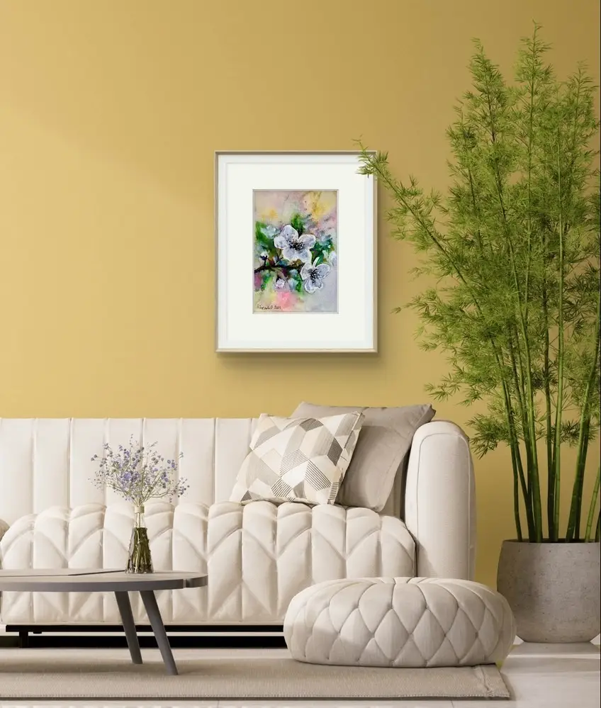 Tablou Flori Albe in Acuarela