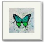 Tablou Green butterfly vazut din fata, cu paspartu alb