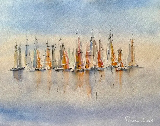 Tablou Peisaj Marin cu Barci