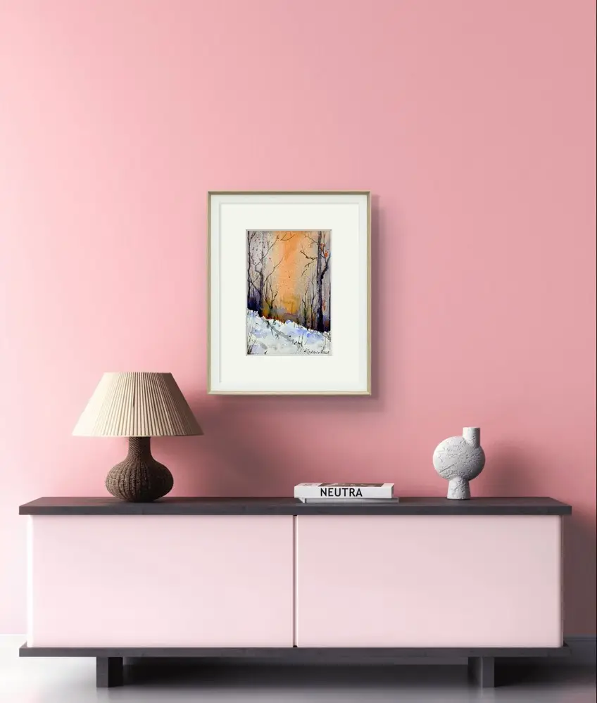 Tablou Peisaj de Iarna la Apus