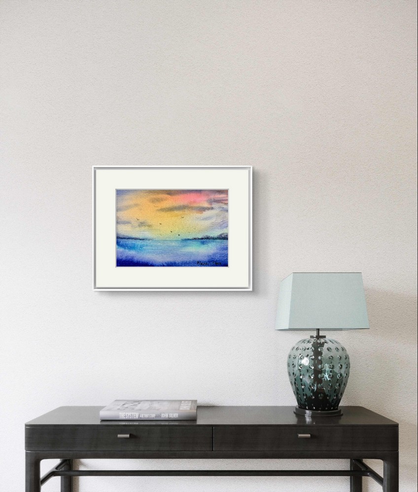 Tablou Peisaj la rasarit pe malul marii