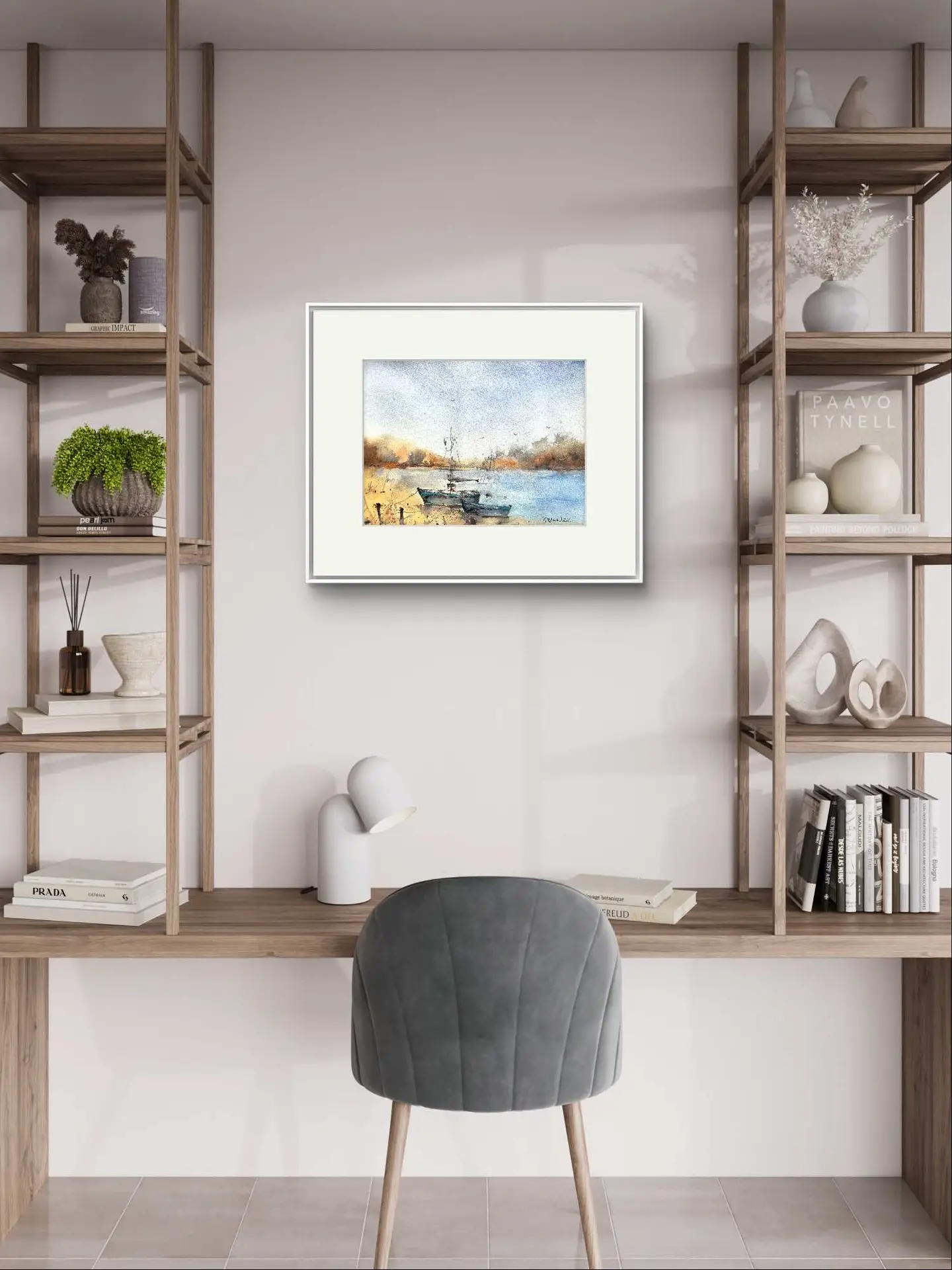 Tablou Tarm linistit cu barci de pescari