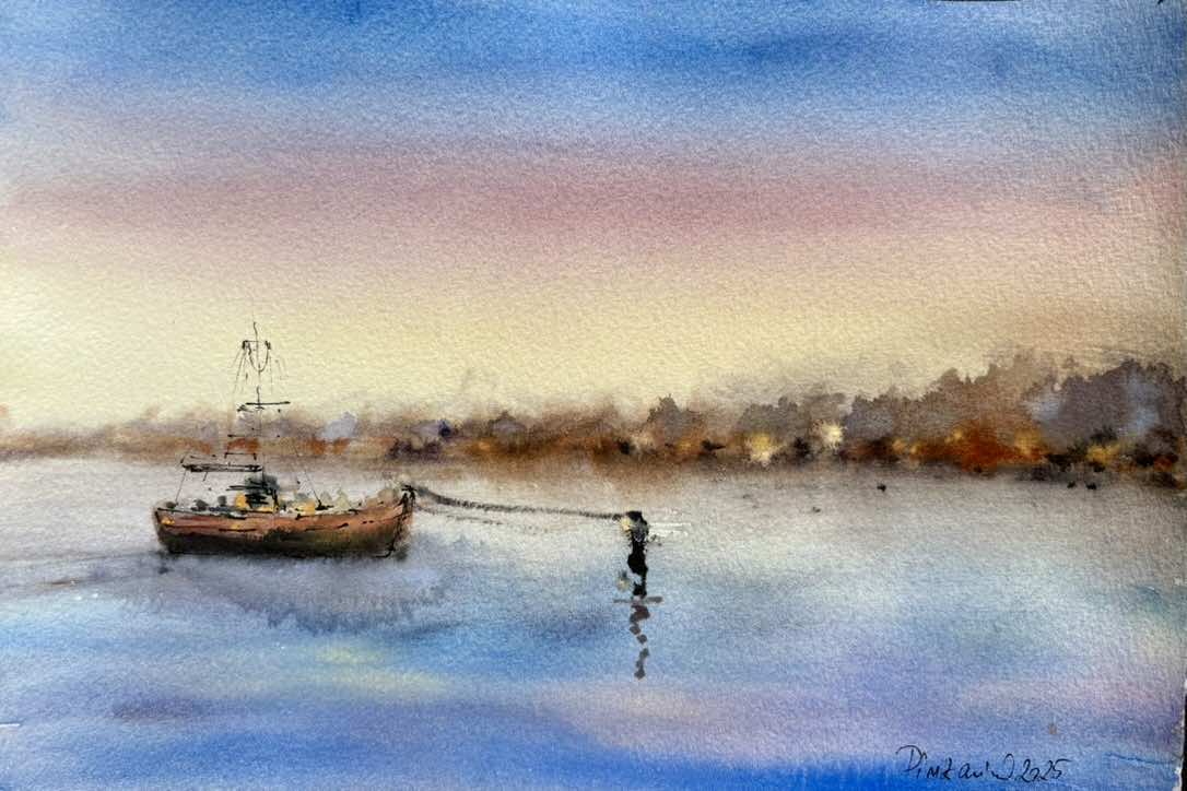 Tablou Vas ancorat la apus 297