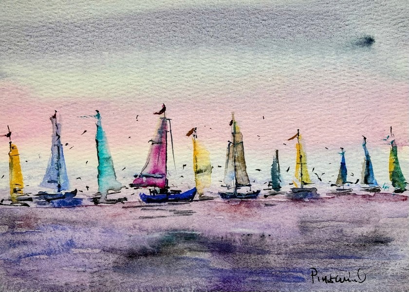 Tablou Vele Multicolore in Apus