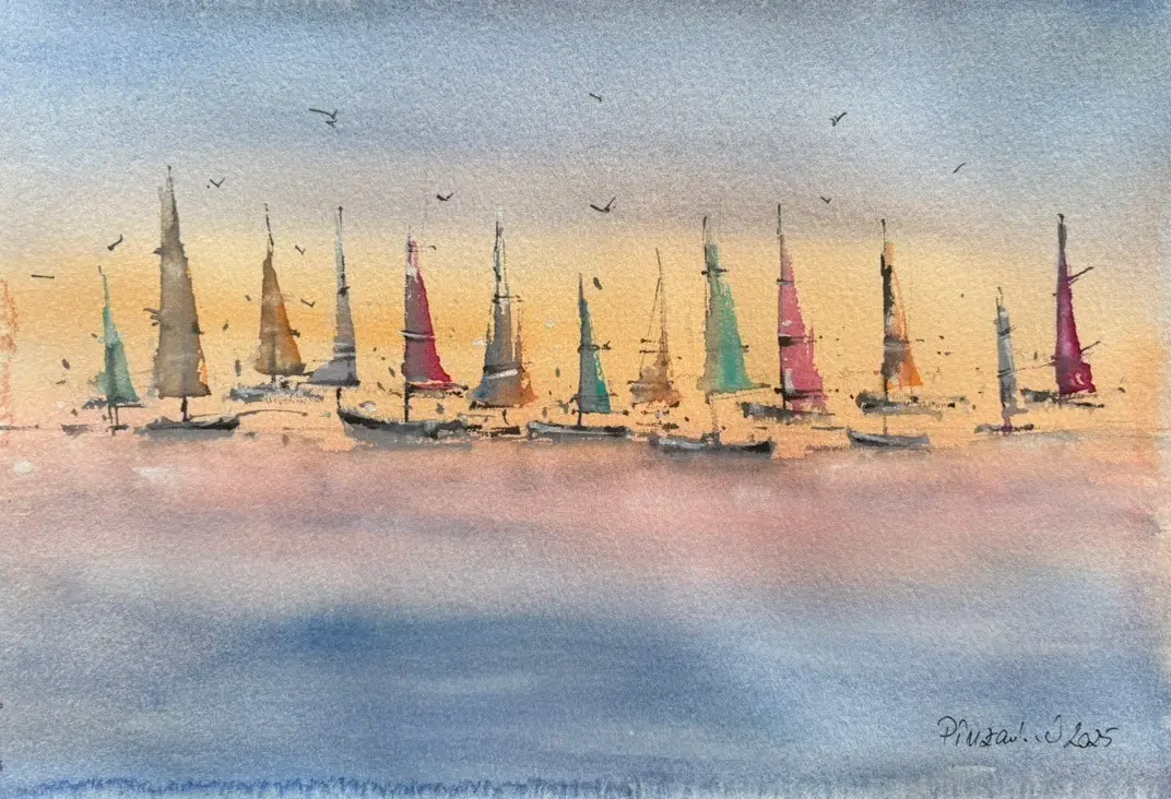 Tablou Vele în lumina apusului