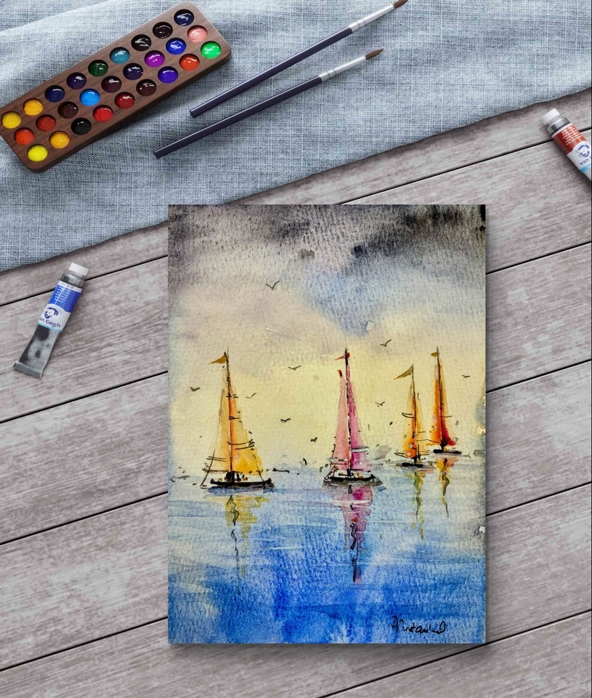 Tablou Veliere in amurg - Peisaj marin - Pictura Hobby