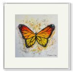 Tablou Orange butterfly vazut din fata, cu paspartu alb