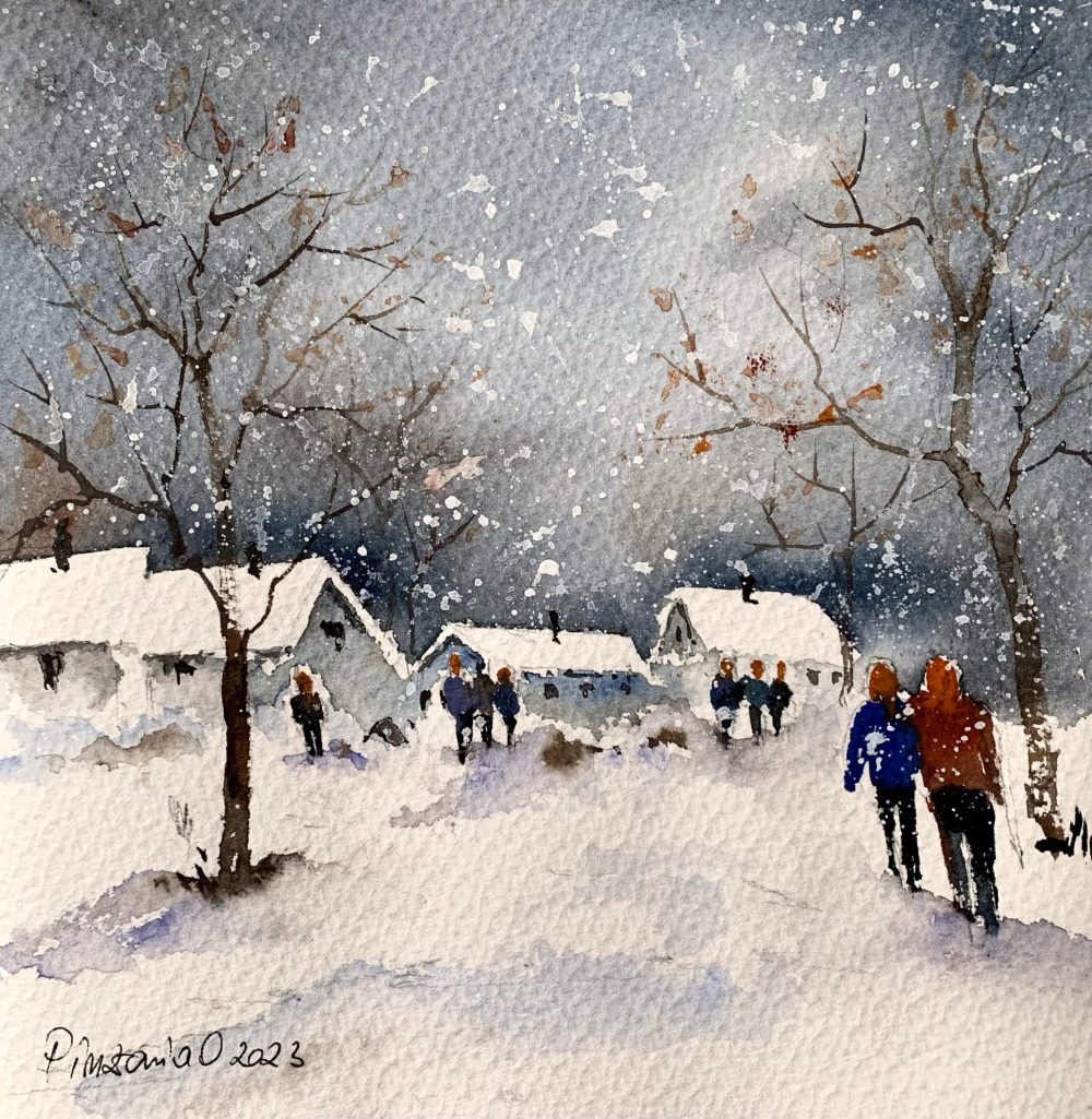 Tablou pictat manual La colindat