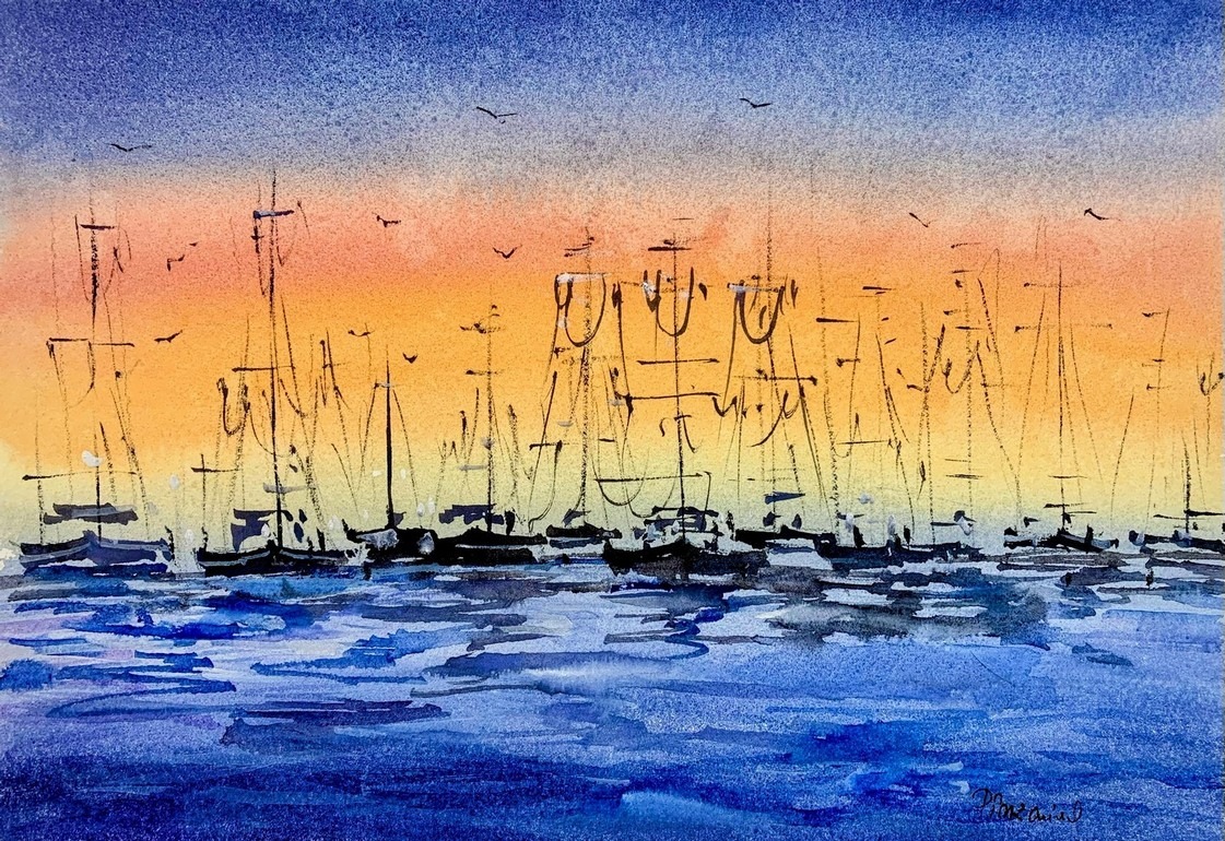 Tabloul Vapoare in amurg