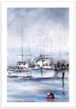 Tablou In port vazut integral, vase la chei, cu margine alba