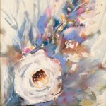 Tablou Trandafir alb, trandafir alb pe fundal pastel in albastru si roz